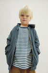Gray Label Hooded Cardigan w/ Zip GOTS - Blue Gray