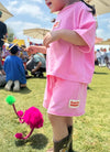 Organic Play Set — Short Sleeve + Shorts in Pink